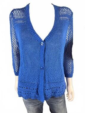 TanJay Petite Blue Knit Cardigan Sweater PM/M